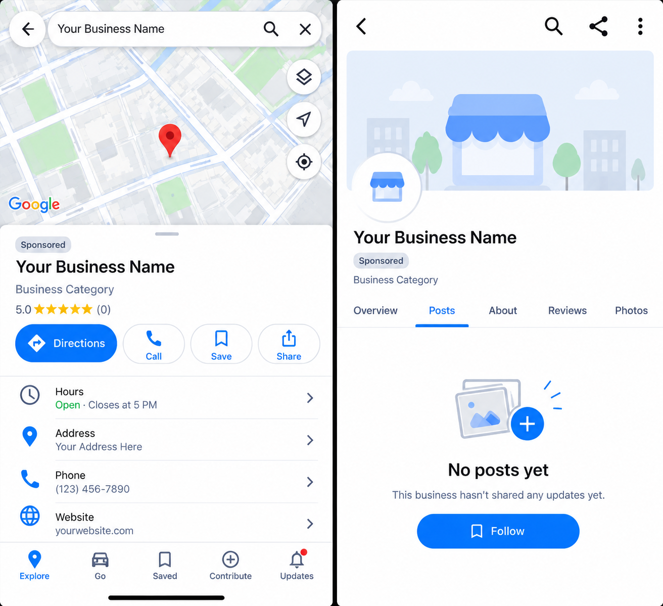 Google Maps business listing example — daytime