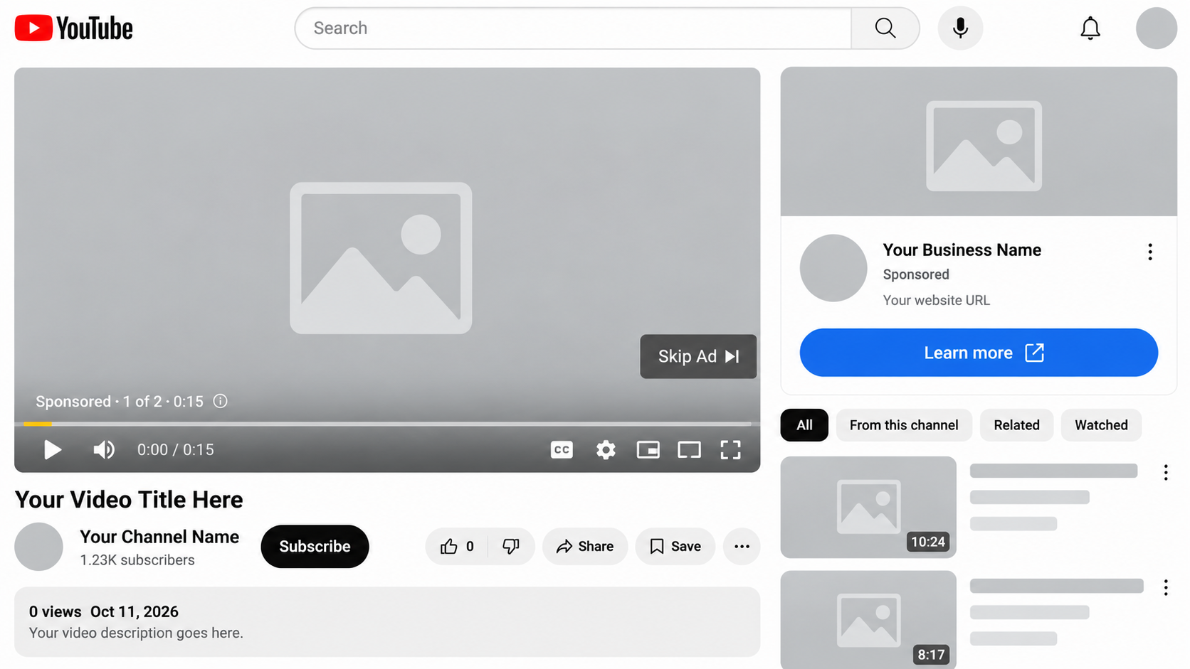 YouTube sponsored video example — daytime